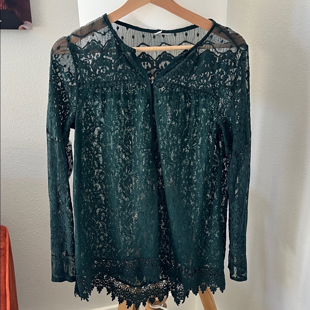 Elegant Green Lace Women Top